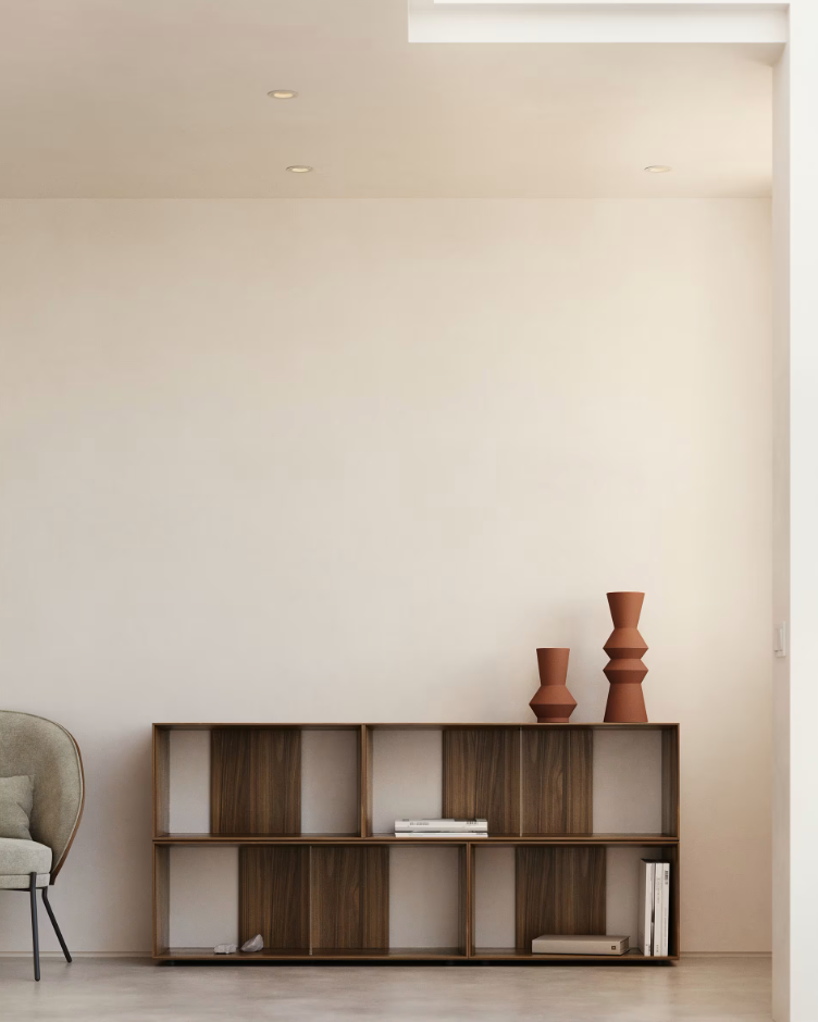 Čtyřmodulový regál LITTO ořechový dýhovaný