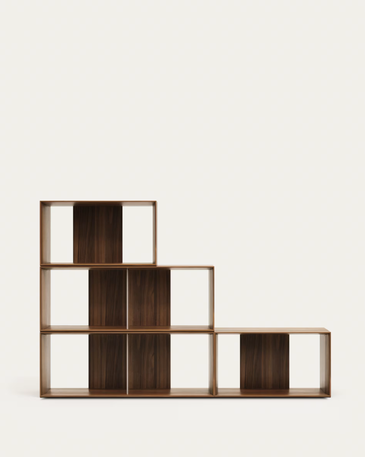 Čtyřmodulový regál LITTO ořechový dýhovaný