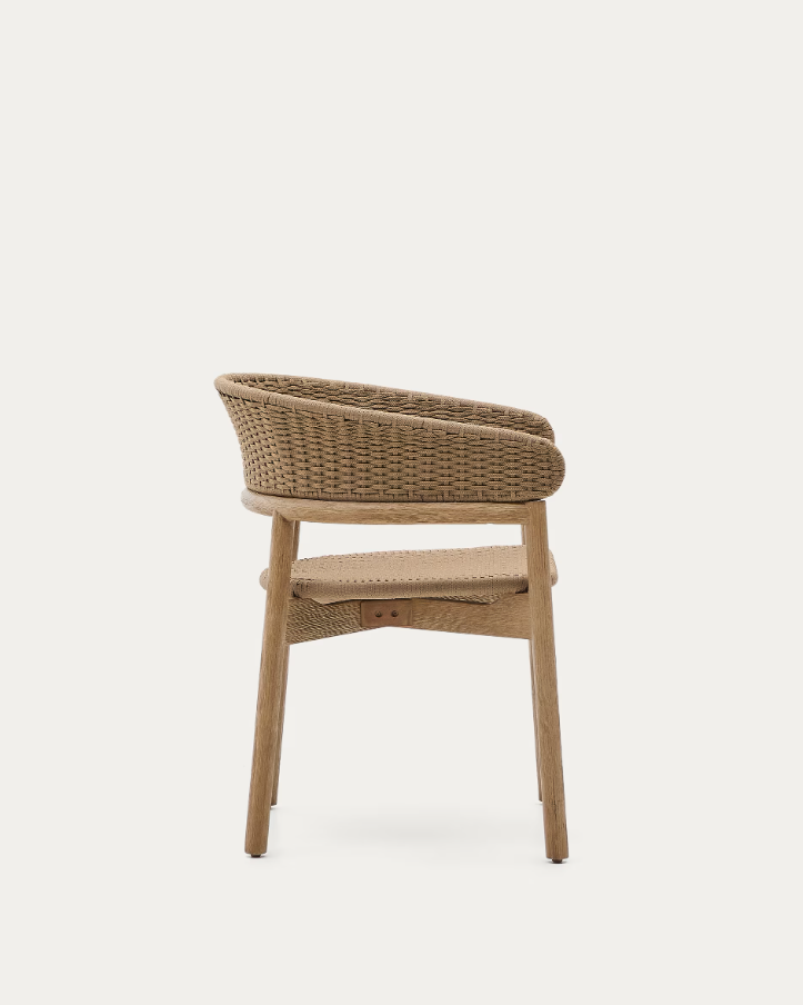 Arinella external chair solid acacia wood with a beige rope