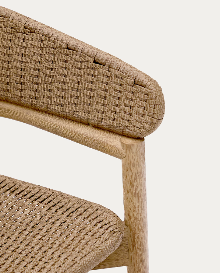 Venkovní hoker ARINELLA z lehkého akáciového dřeva s béžovým lanem