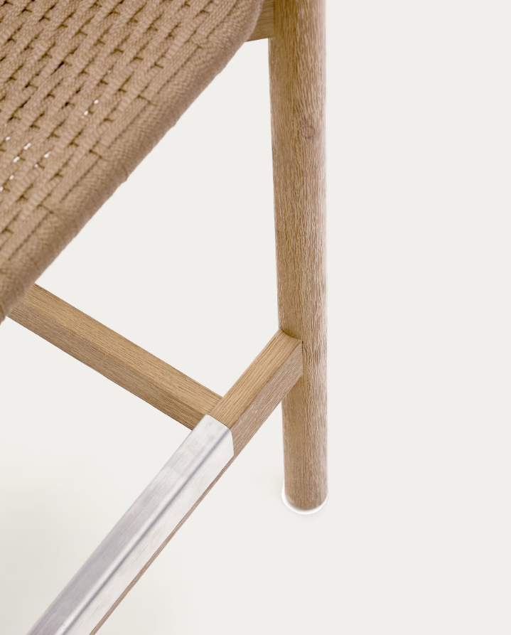 Venkovní hoker ARINELLA z lehkého akáciového dřeva s béžovým lanem