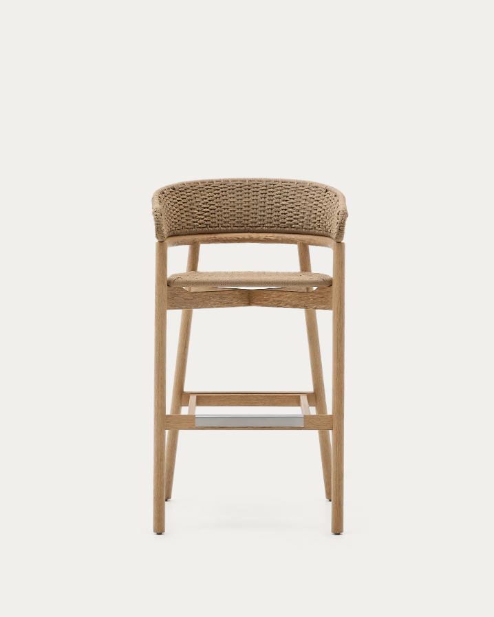 Venkovní hoker ARINELLA z lehkého akáciového dřeva s béžovým lanem