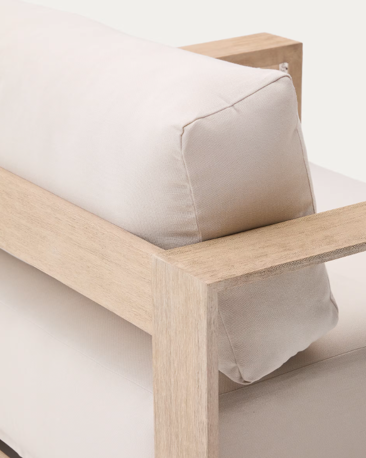 Venkovní křeslo AMBRA z akáciového dřeva s krémovým sedákem