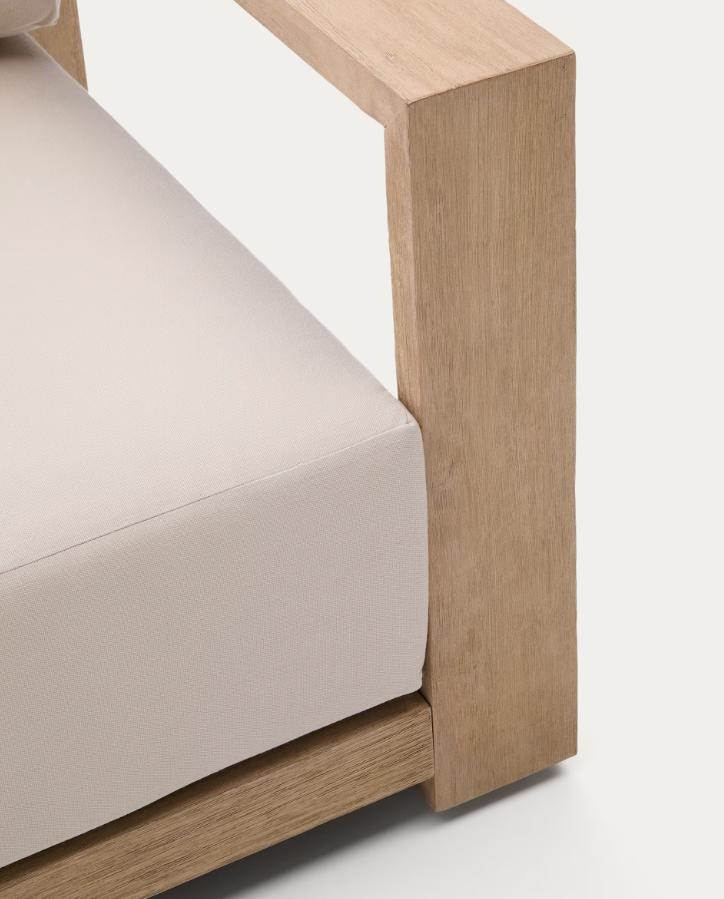 Venkovní křeslo AMBRA z akáciového dřeva s krémovým sedákem