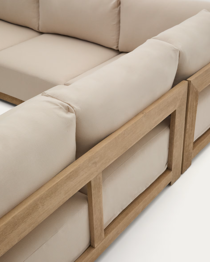 Zahradní rohová sedačka AMBRA z akáciového dřeva s krémovým sedákem