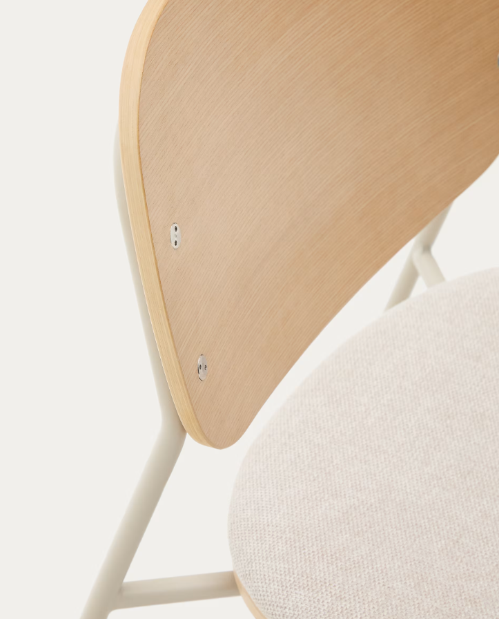 Chair with Armrests MELI Poplar Plywood with Beige Chenille Seat