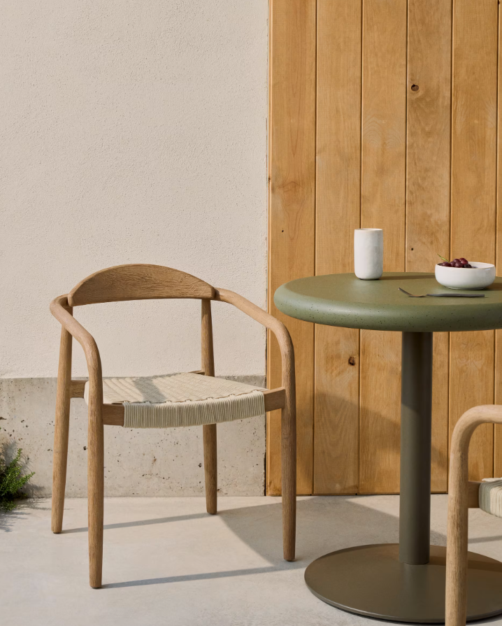 Židle NINA lite akáciové dřevo s krémovým sedákem