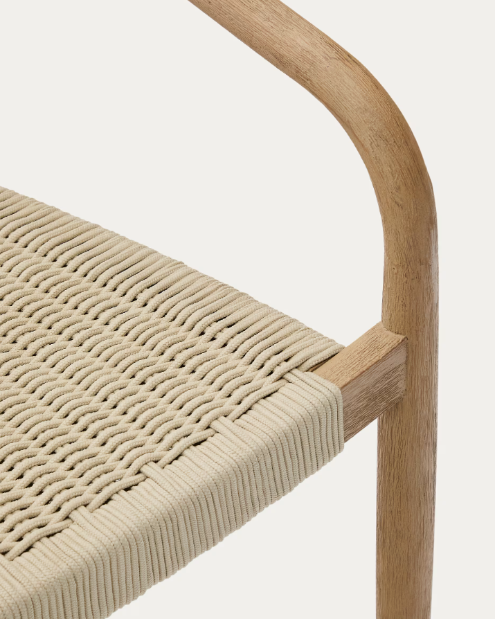 Židle NINA lite akáciové dřevo s krémovým sedákem