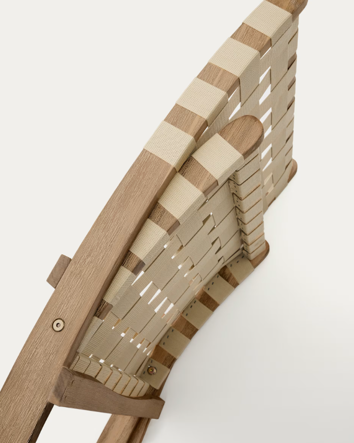 Skládací zahradní křeslo CHABELI z akáciového masivu s krémovým povrchem