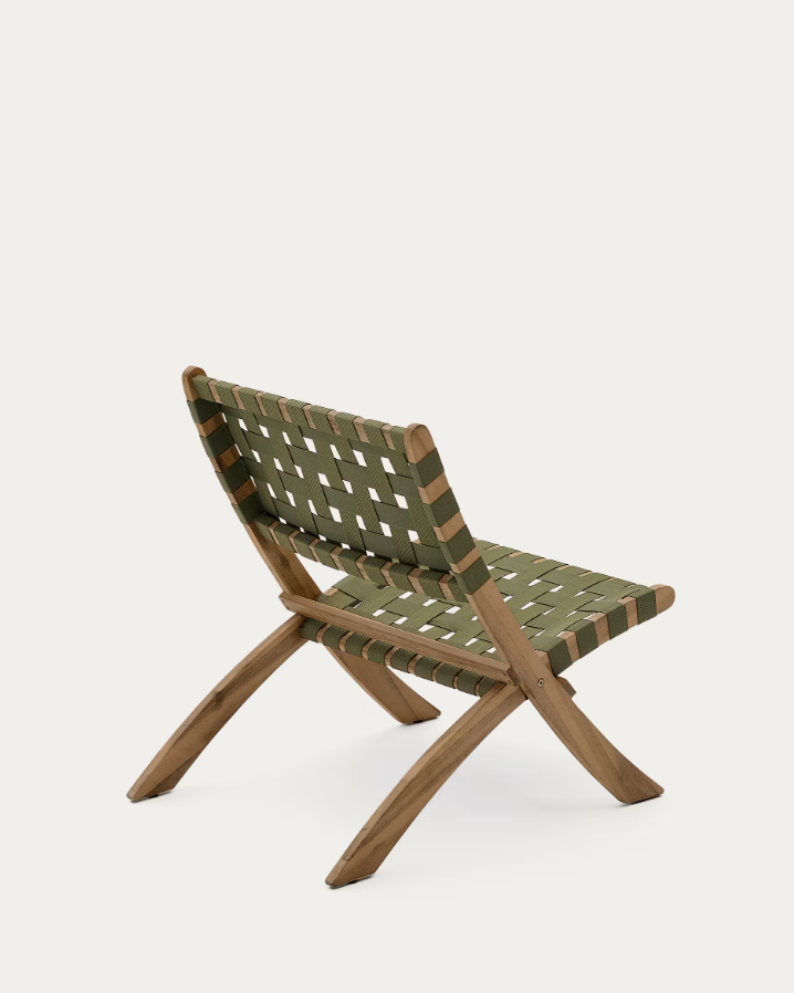 Skládací zahradní křeslo CHABELI z akáciového masivu se zeleným povrchem