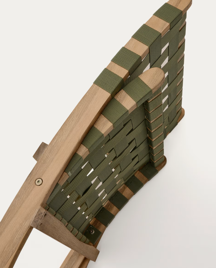 Skládací zahradní křeslo CHABELI z akáciového masivu se zeleným povrchem