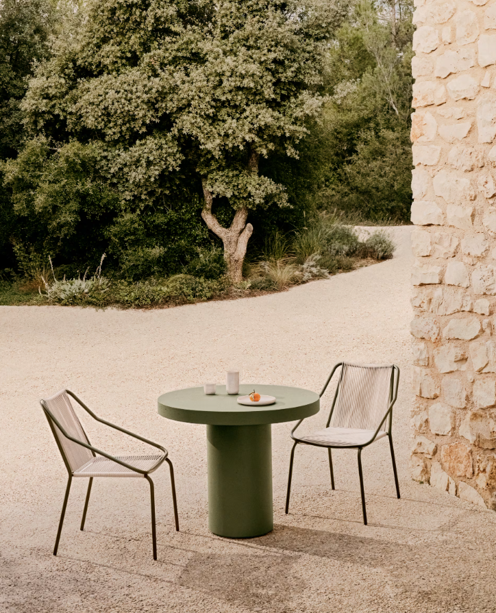 Venkovní křeslo ZIVIA lina écru se ocelovým podstavcem