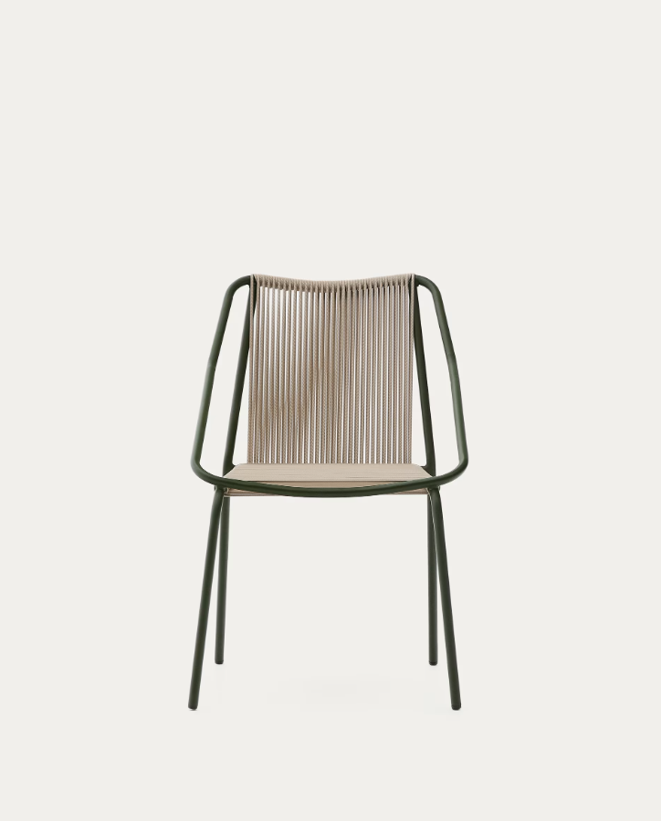 Venkovní křeslo ZIVIA lina écru se ocelovým podstavcem