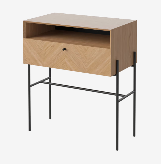 Luxe cabinet oak wood with a black base