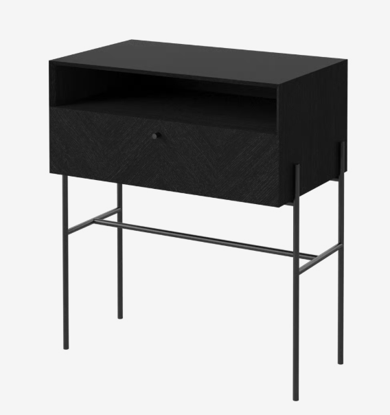 Luxe cabinet black oak wood with black base