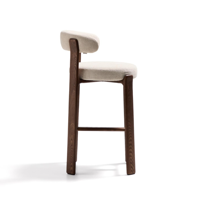 GRANITE beige chenille stool with a dark ash base