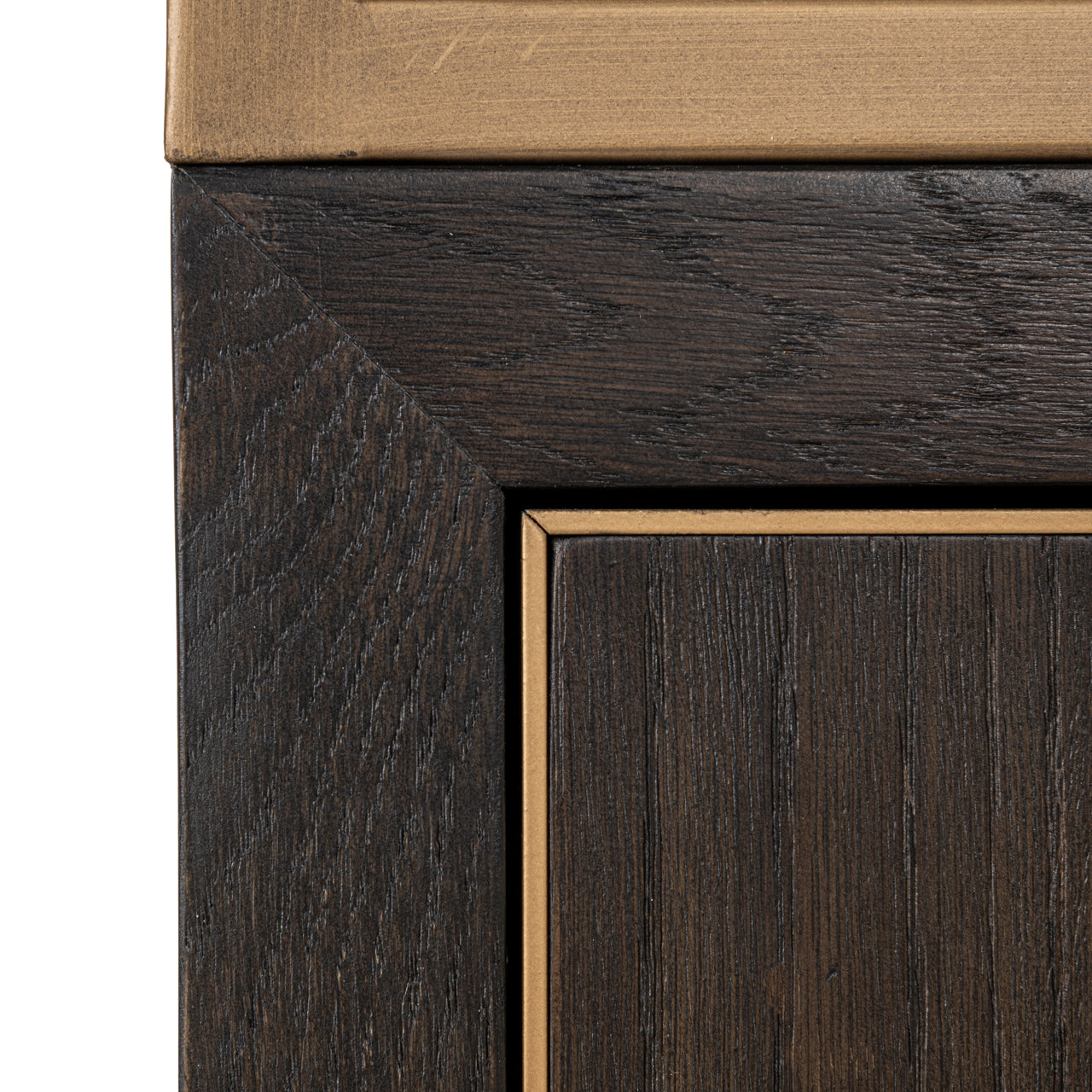 Regál CARTER dubová dýha se zlatým rámem