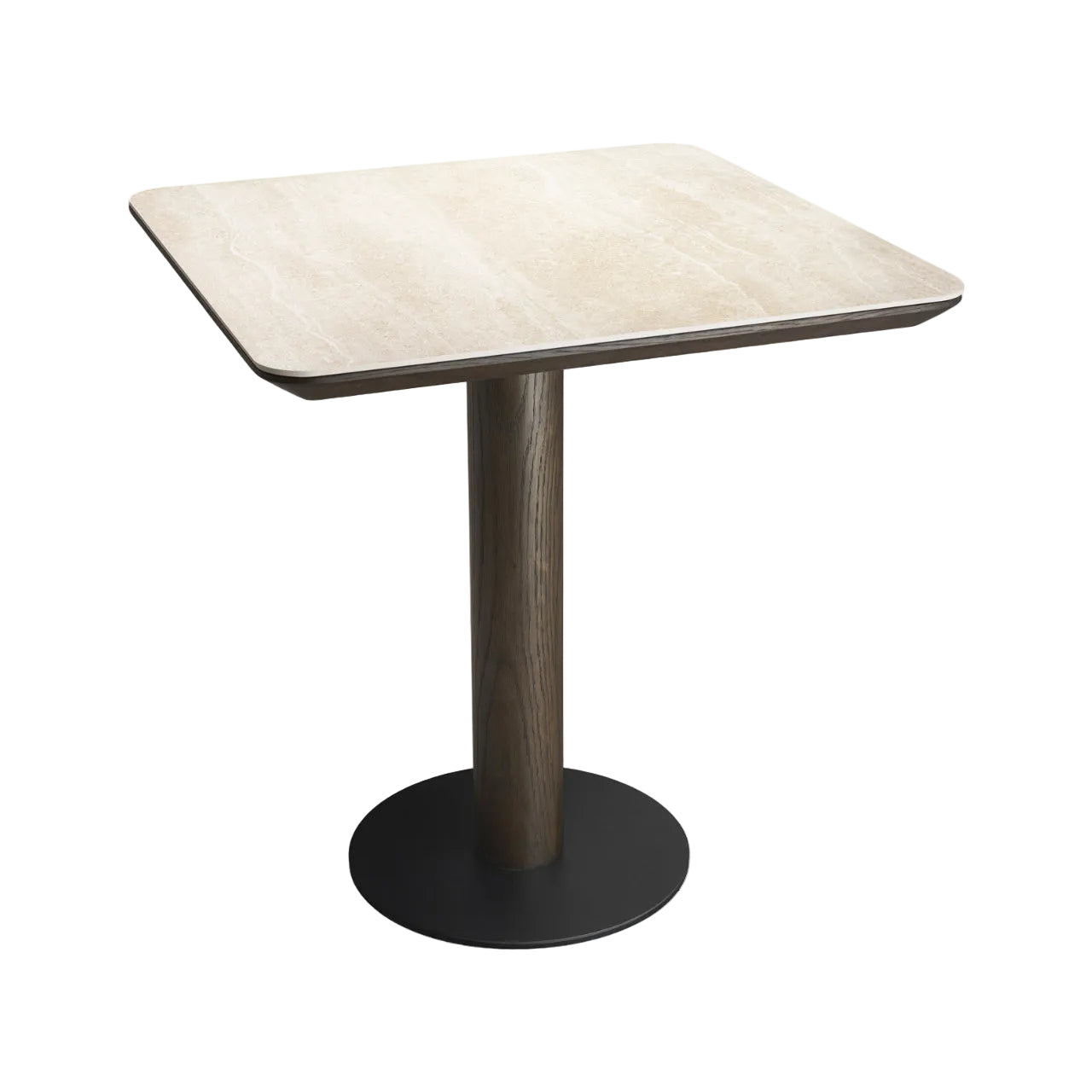 RITZ Square Bar Table Brown Oak Veneer with Beige Ceramic Top