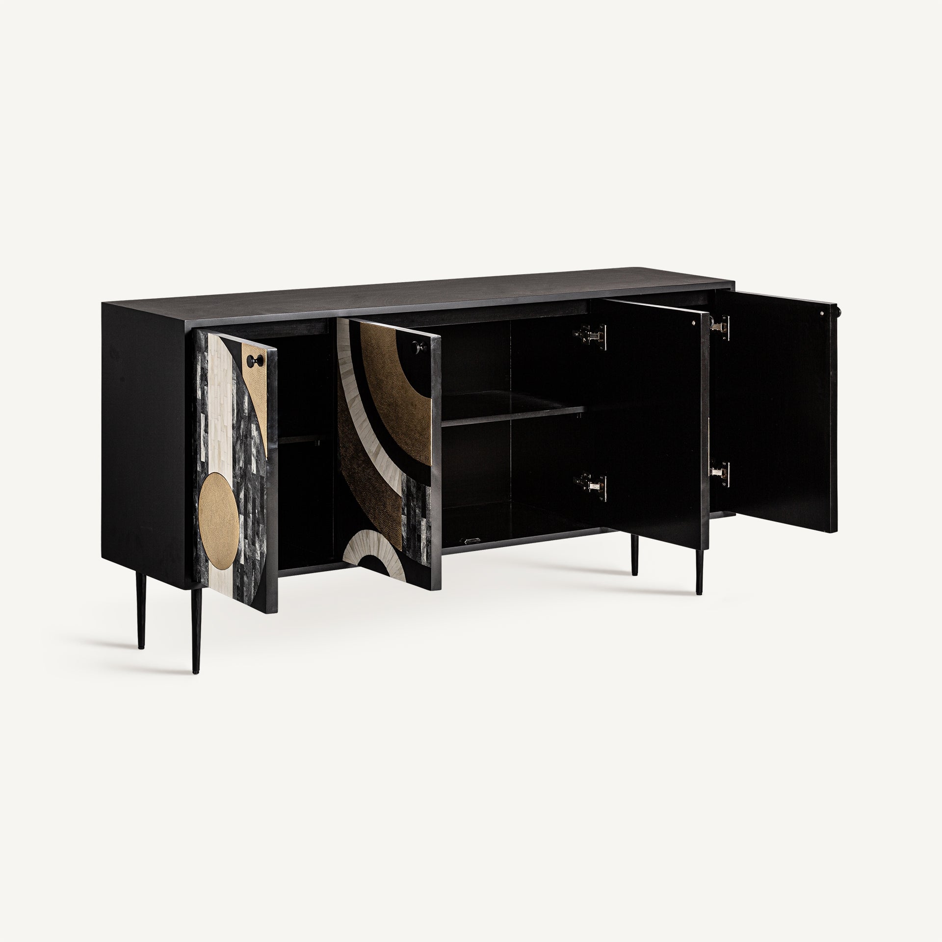 DARU Chest of Drawers in Black with Cream and Gold