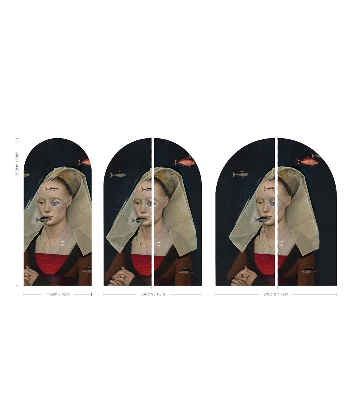 Mural z flizeliny ve tvaru oblouku NORDIC LADY tmavě modrý