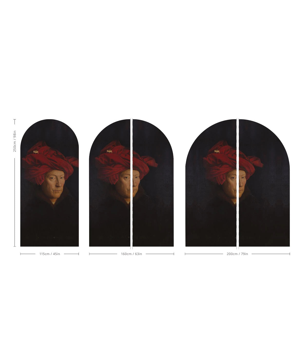 Non-woven arch-shaped mural VAN EYCK navy blue