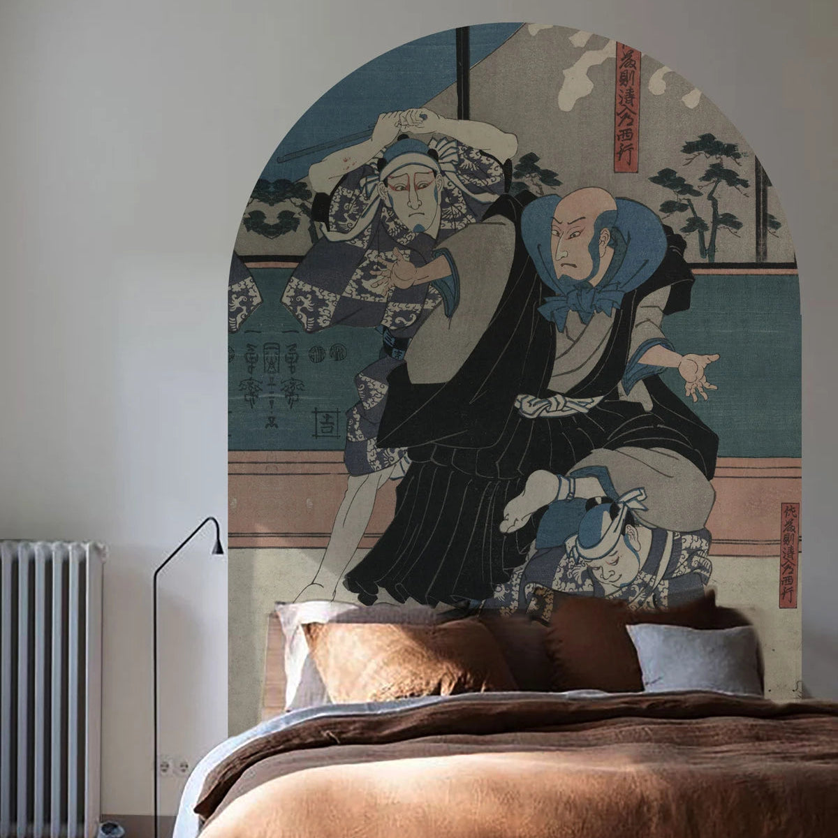 Mural z flizeliny ve tvaru oblouku ZEN WARRIORS tmavě modrý