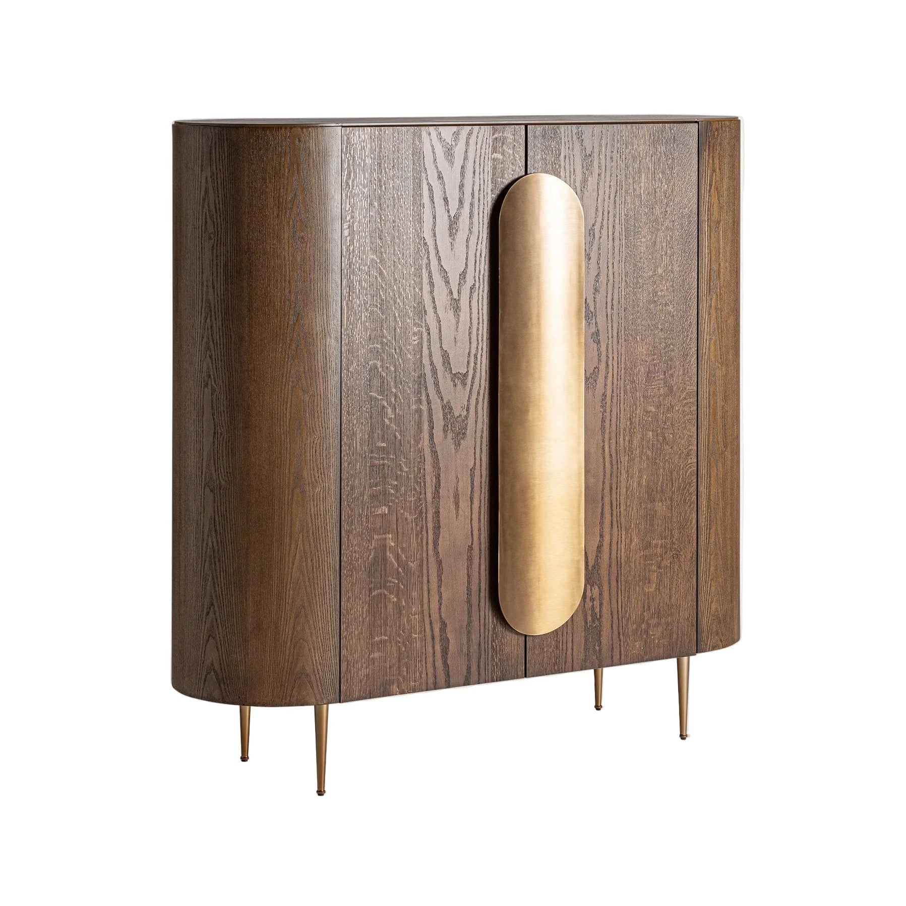 TREIGNAC wardrobe in oak wood with a gold base