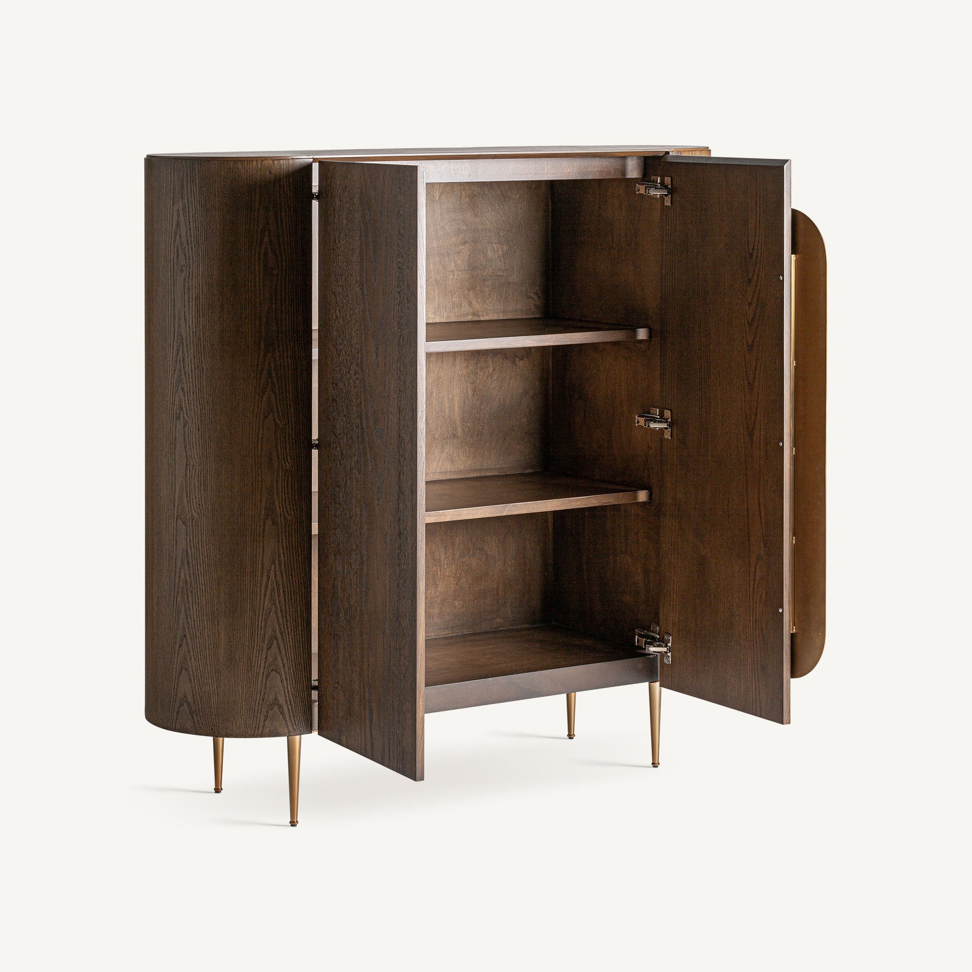 TREIGNAC wardrobe in oak wood with a gold base