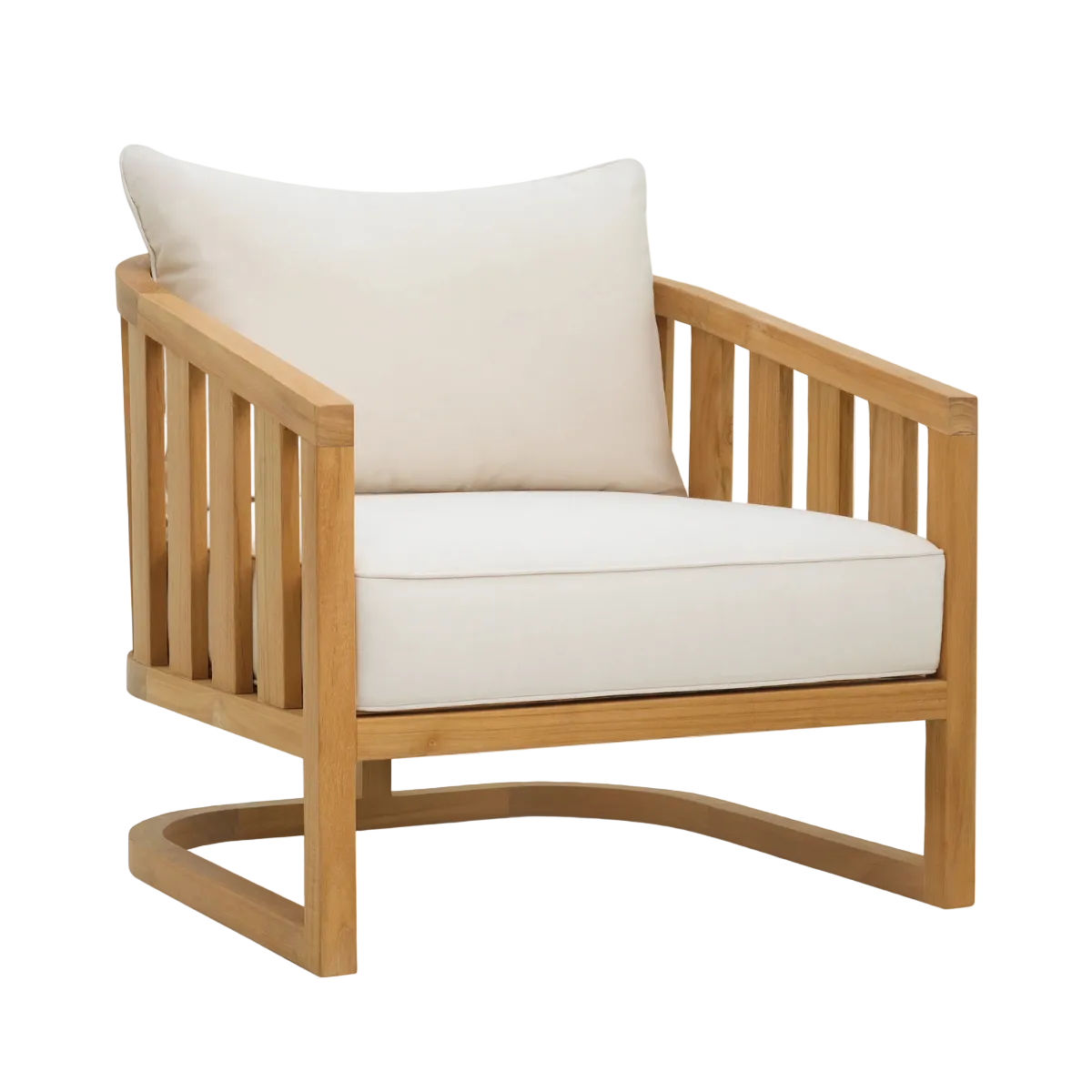 ARUBA Cream Outdoor Armchair with Wooden Base