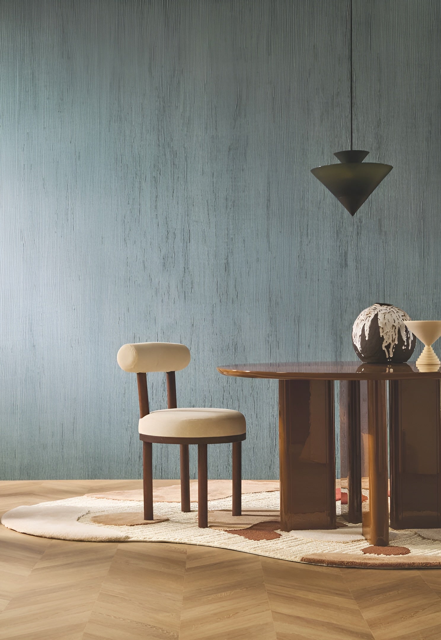 Linen Textured Fabric Wallpaper LINON - ENCRE Dark Blue