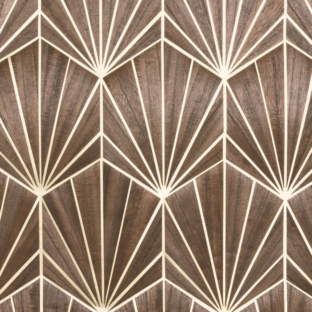 Tapeta z fornirováním s geometrickým vzorem art deco MYTHIQUE - TMAVÝ DUB hnědý dub