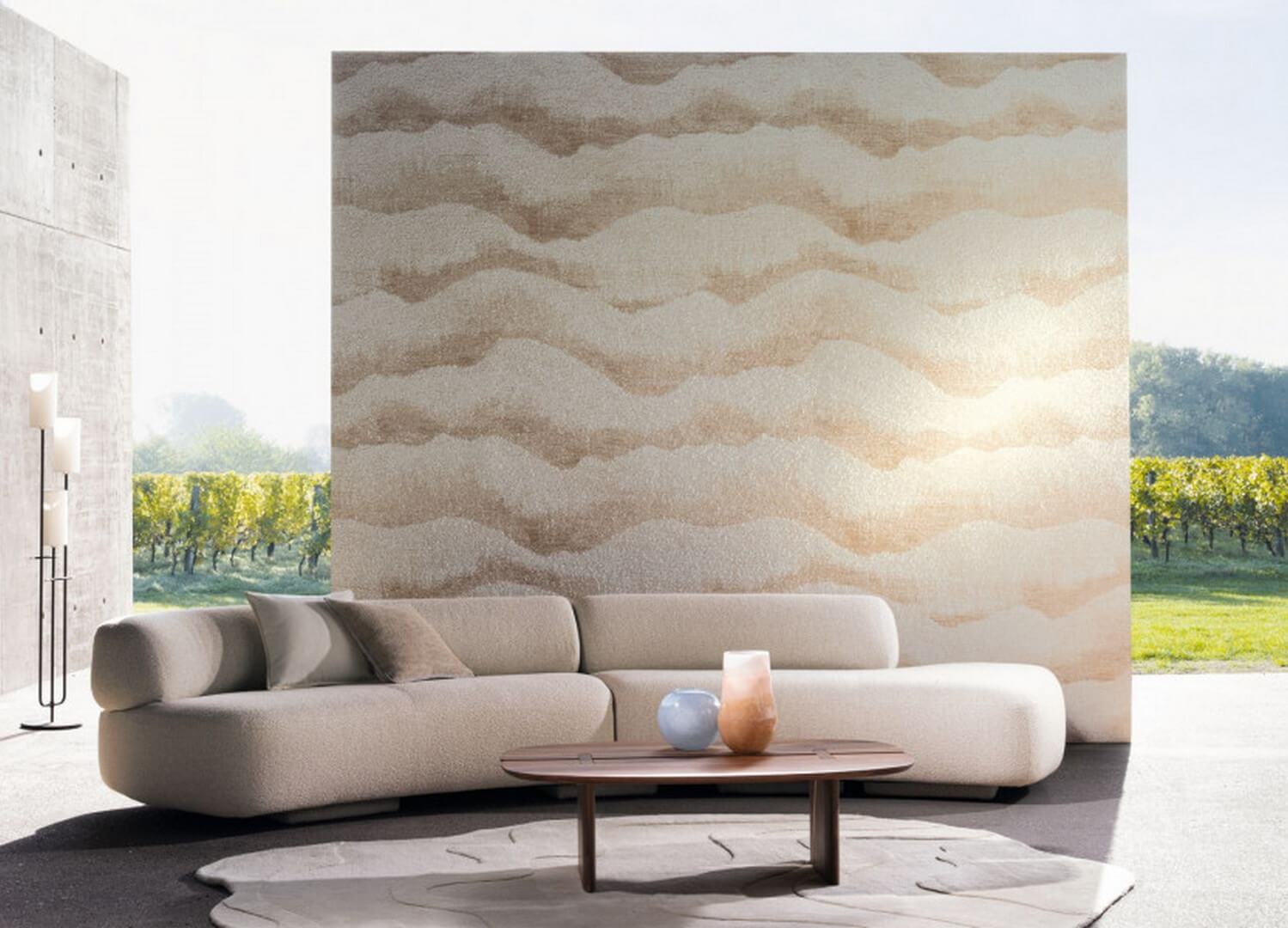 Textile wallpaper with a cloud motif JASPER - SABLE beige