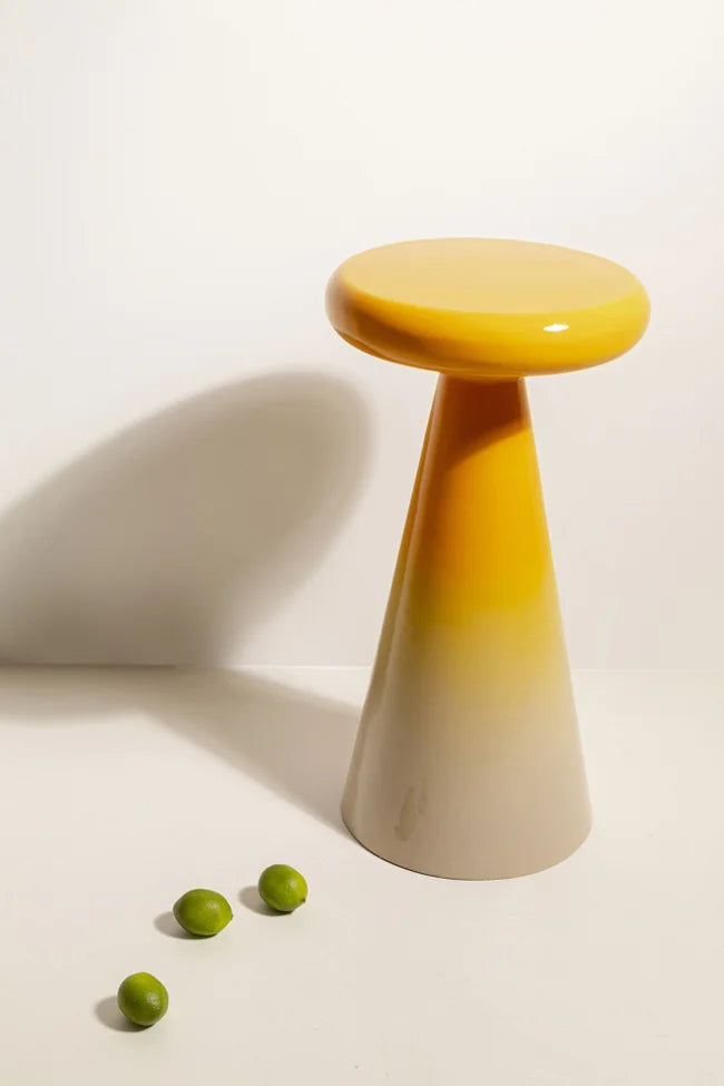 Yellow RICI side table with beige