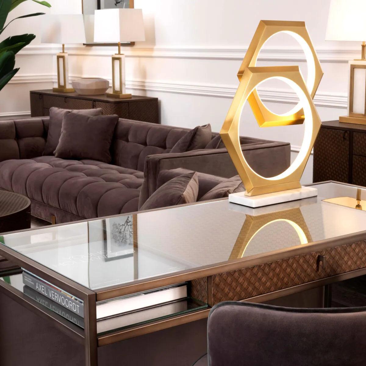 Biurko NAPA VALLEY ciemnobrązowy fornir ze szkłem Eichholtz Eye on Design