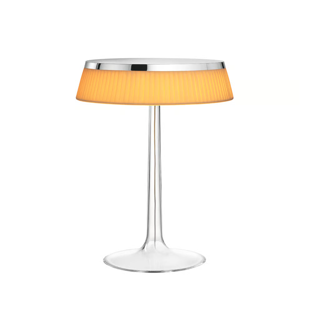 BON JOUR chrome table lamp with fabric shade