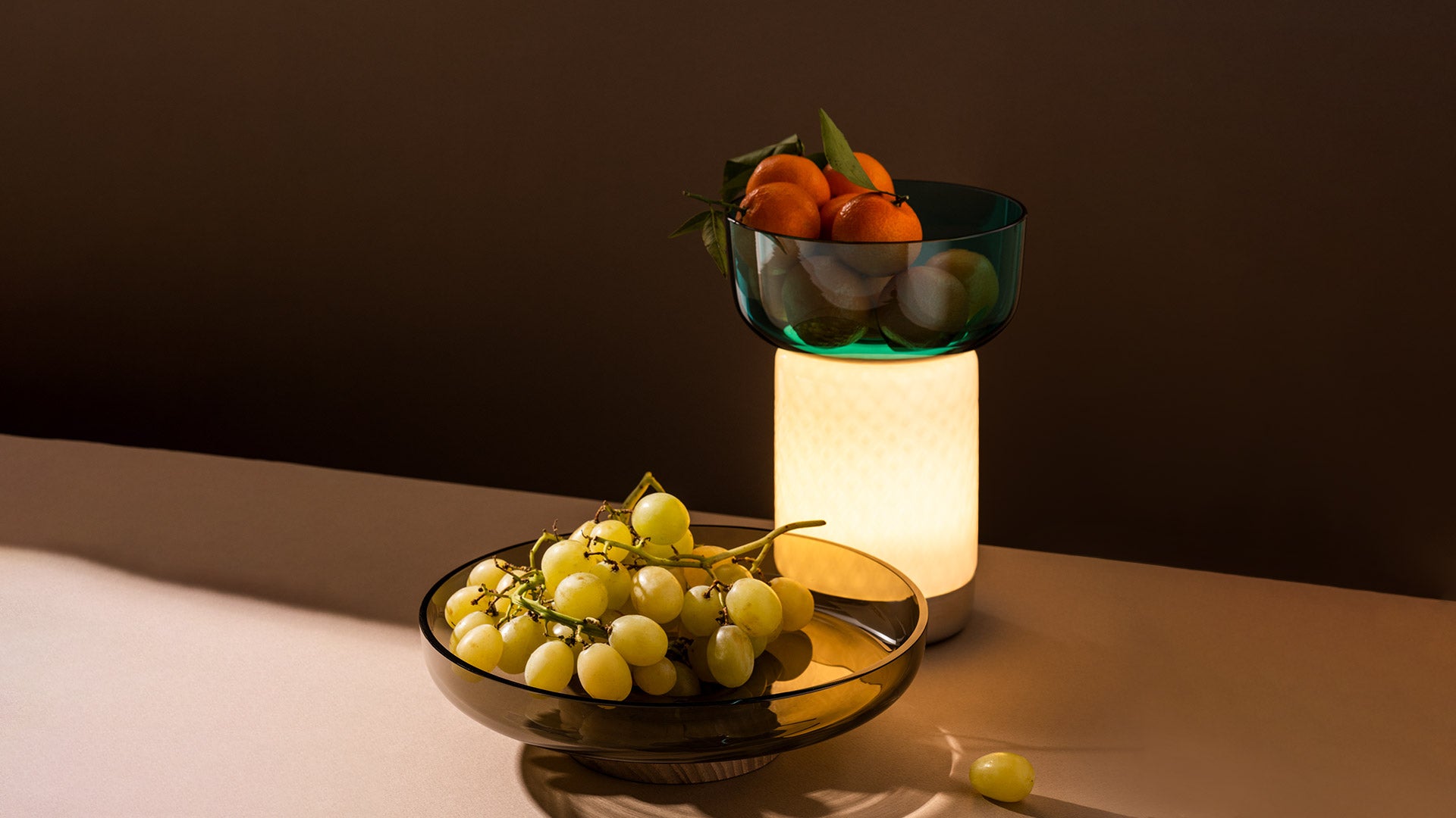 Přenosná lampa BONTA BOWL bílá s tyrkysovou