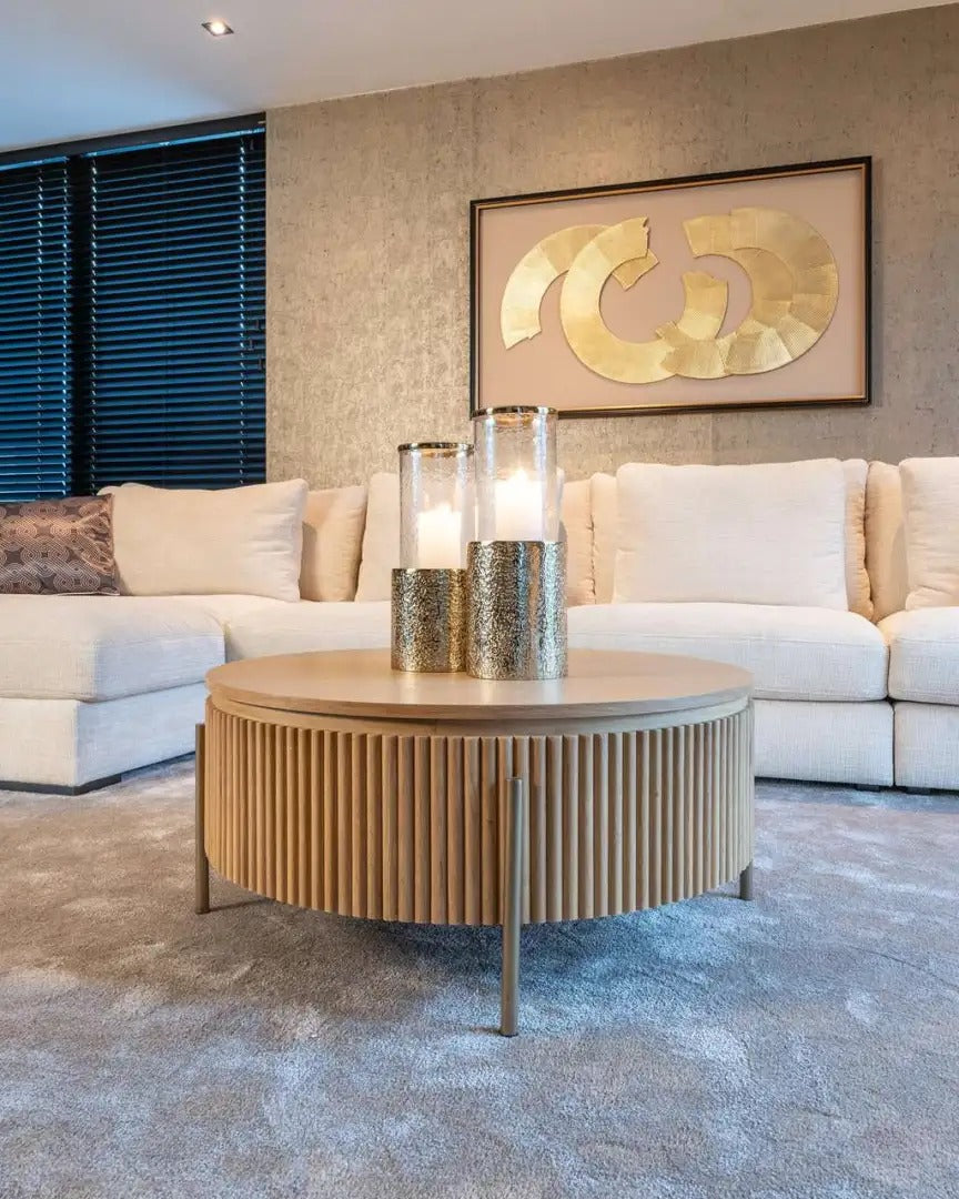 Round coffee table BELFORT oak veneer
