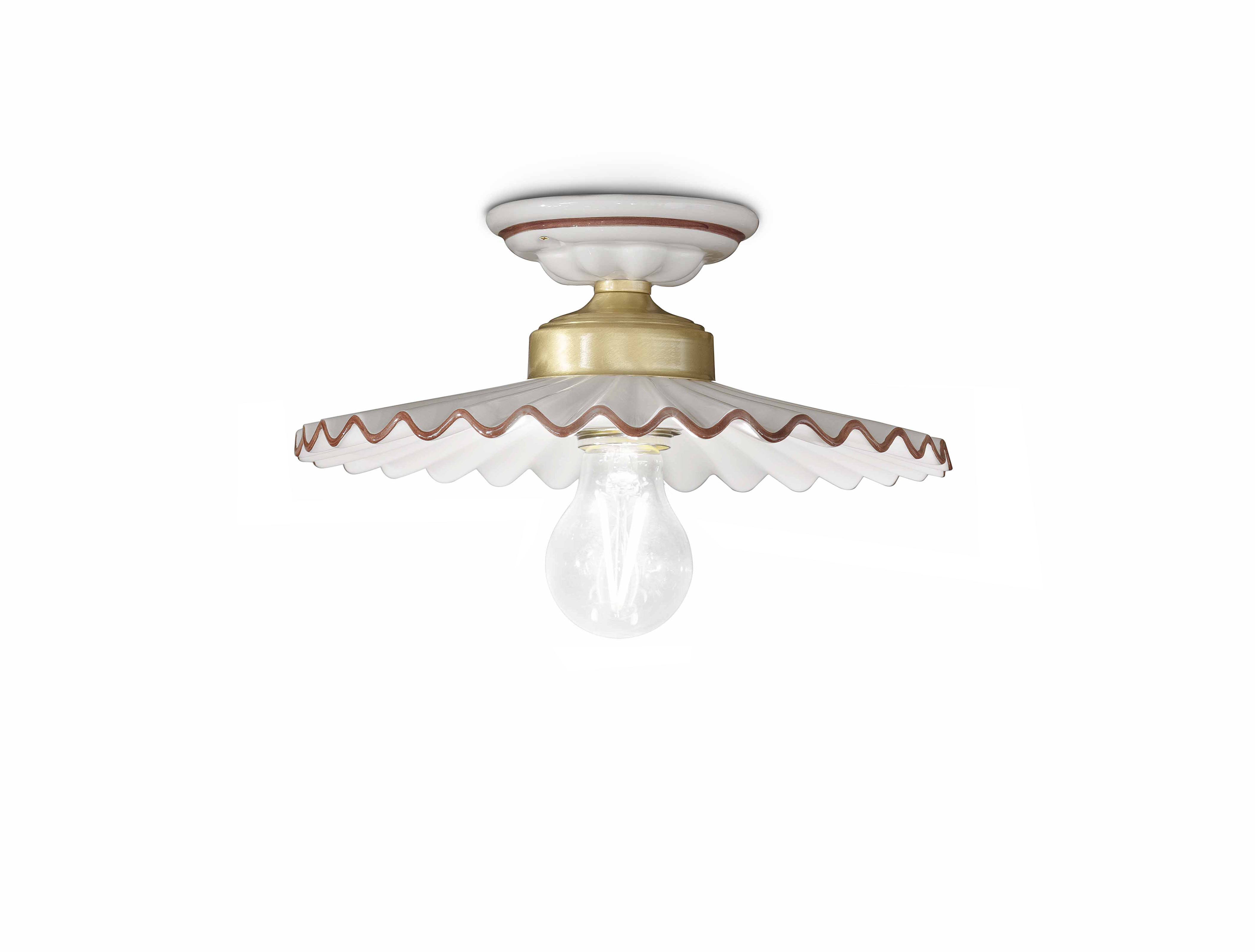 Ceiling lamp ceramic L’AQUILA white with mocha and brass finish