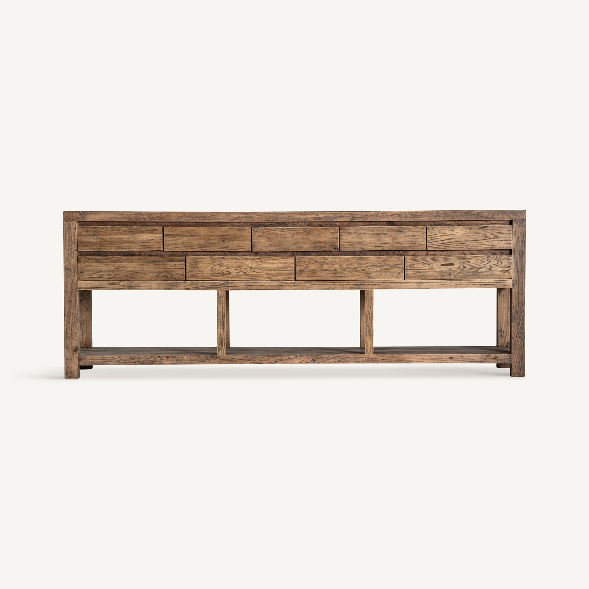 NORVIK Console with Drawers, Elm Wood