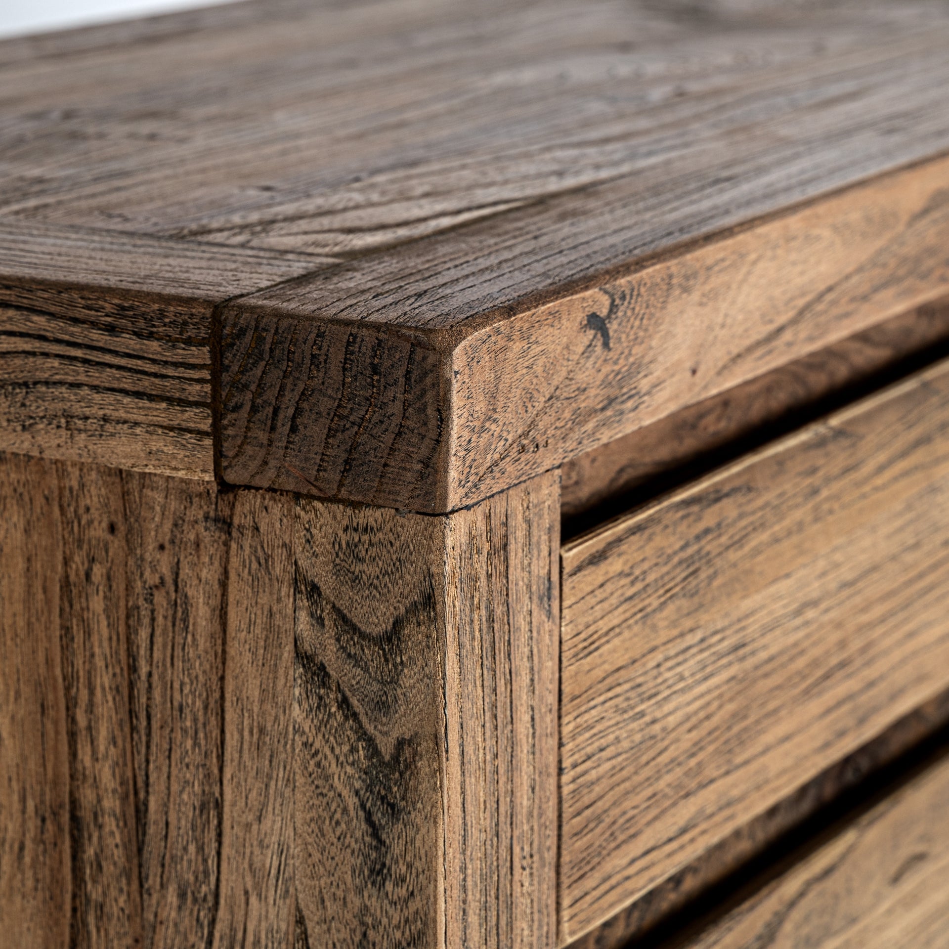 NORVIK Console with Drawers, Elm Wood