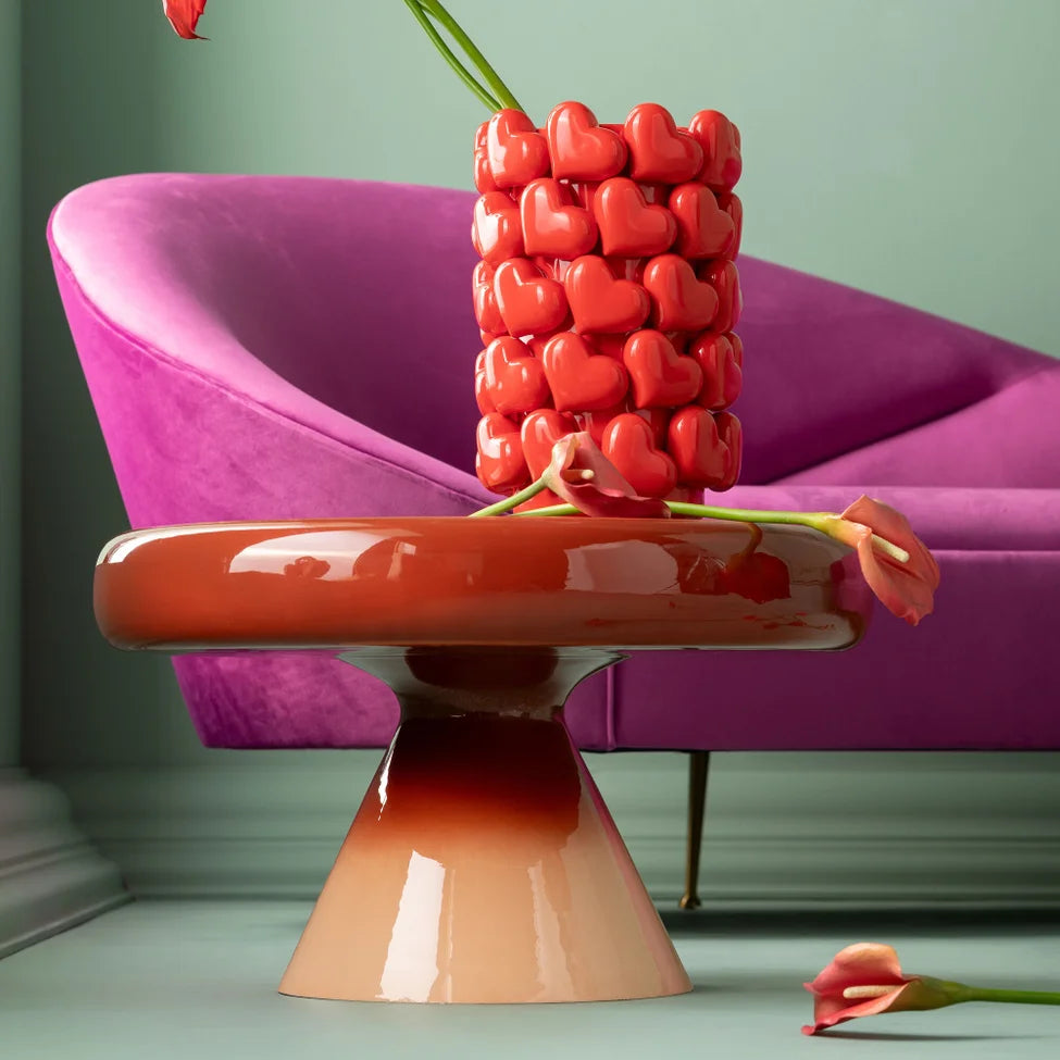 Kávový stolek RICI červený s oranžovým