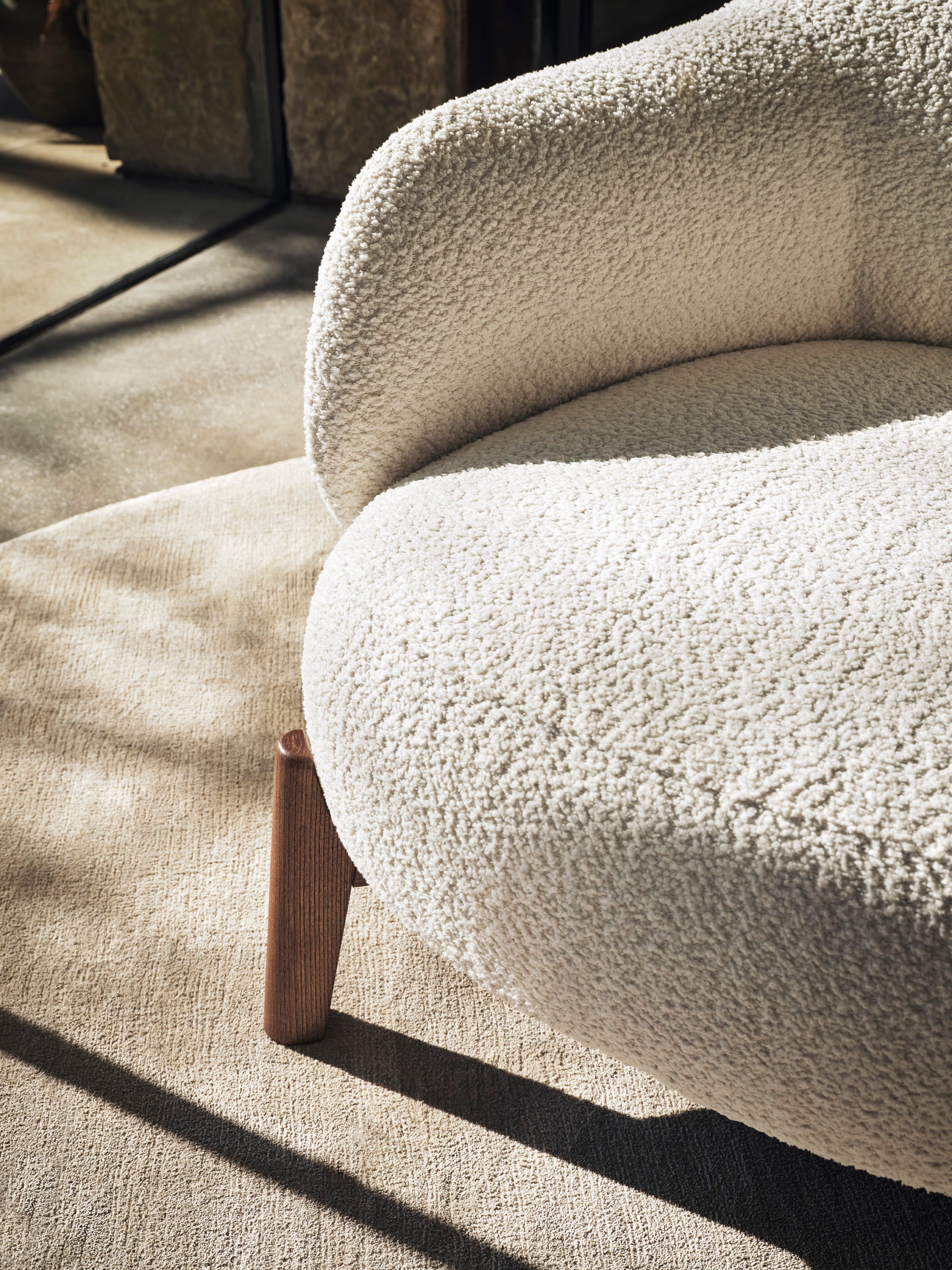 HOLLY FAB upholstered armchair with walnut base