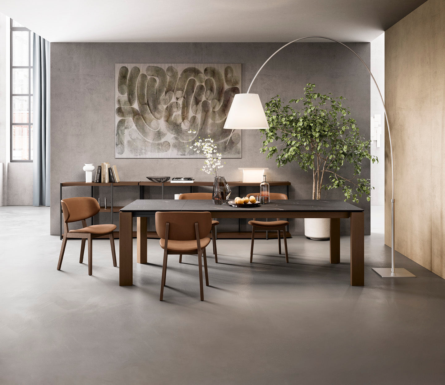 Rozkládací stůl OMNIA hnědá deska s ořechovým podstavcem