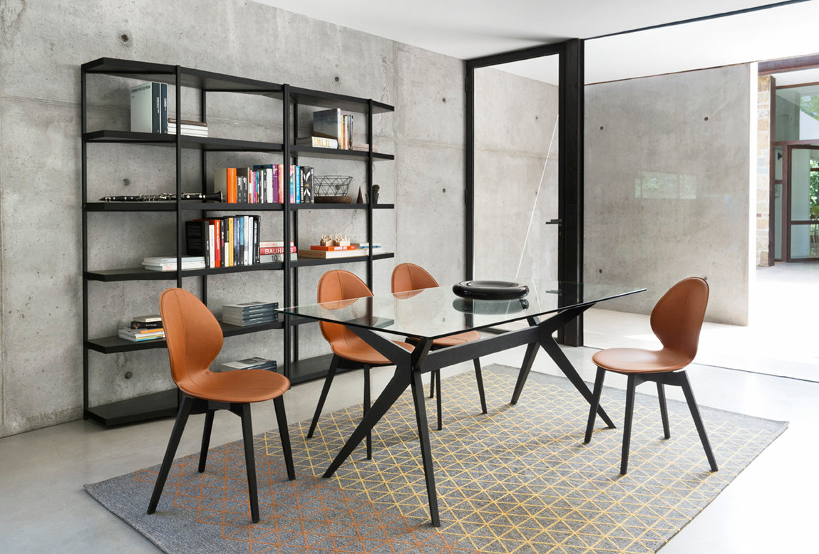 BASIL Chair with Gray Seat and Dark Wooden Base