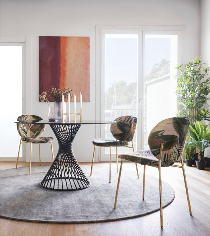 VORTEX Round Table with Glass Top and Black Base