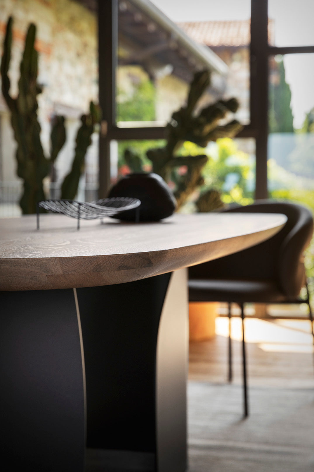 TWINS Table with Walnut Top and Black Base