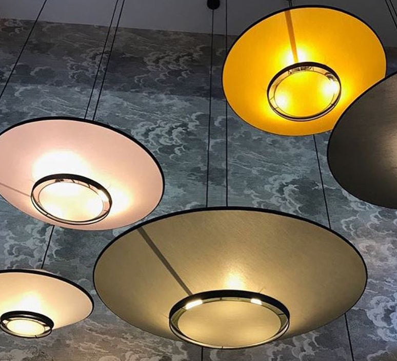Brown cymbal hanging lamp