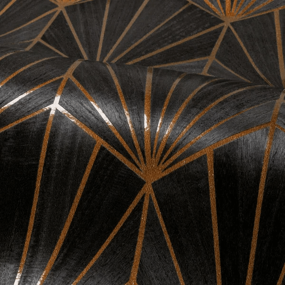 Tapeta z dýhou s geometrickým vzorem art deco MYTHIQUE - CARBONE BRONZE tmavě hnědá