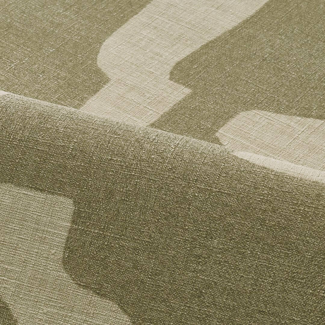 Structural wallpaper imitating fabric in abstract organic shapes SERAN - TILLEUL green