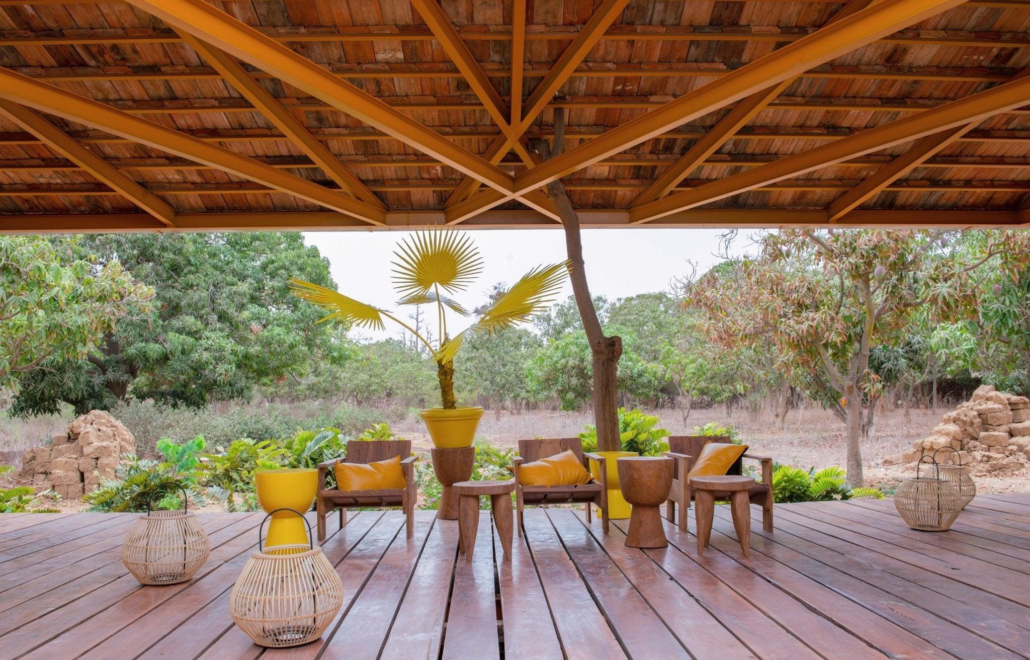 Dekoracja FAN PALM IN POT żółty Pols Potten Eye on Design